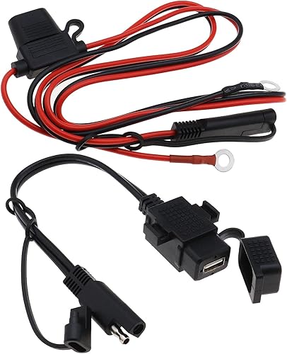 YINETTECH Adaptateur de Câble SAE vers USB SAE Quick Disconnect 2.1A Kit de Chargeur Étanche à Port Unique avec Câble de Prise Fusible 7.5Amp 12-24V pour Moto GPS - Poukt