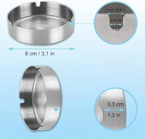Cenaire, cendrier rond en acier inoxydable, adapté aux restaurants, bars, espace extérieur, chambre à coucher (8pcs) - Poukt