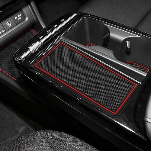 KUNGKIC Lot de 15 tapis antidérapants en caoutchouc pour Hyundai Tucson 2025, pour gobelet à eau, boîte de rangement, rouge - Poukt