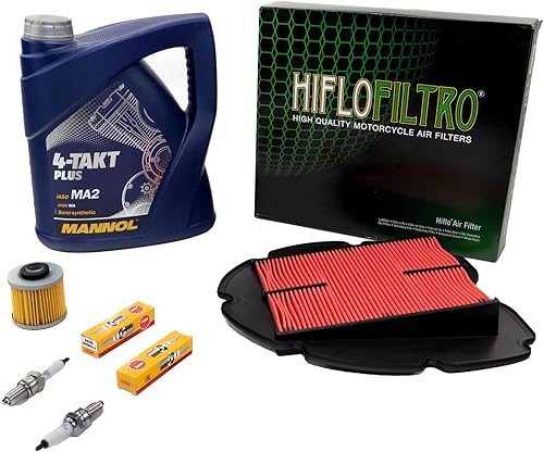 Kit d'entretien huile 4L + filtre à air + filtre à huile + bougies d'allumage pour Yamaha TDM 900 TDM900 RN08 RN11 RN18 2002-2013 - Poukt
