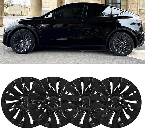 Couvre-Roues De Remplacement De 19 Pouces pour Tesla Model Y 2020 à 2023, 4 Pièces Enjoliveurs De Roue Symétriques Noirs Brillants Enjoliveurs Automobiles - Poukt