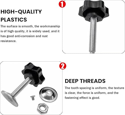 JNNJ 6 Pieces Bouton De Serrage M8, Prune Hexagonale Boutons De Poignée Vis à Pouce Molet Bouton De Serrage Filetage Mâle Filetage Métrique, M8 étoile en Bakélite Moletées Bouton Serrage à Vis - Poukt