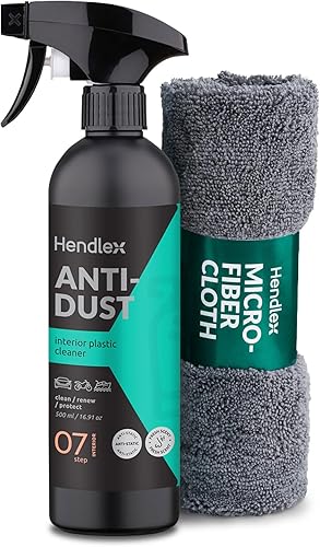 Nettoyant Plastique Voiture 500ml avec Chiffon en Microfibre – Kit Nettoyage Intérieur et Extérieur – Rénovateur Plastique pour Cruscot, Restaure, Protège et Laisse un Parfum Frais - Poukt