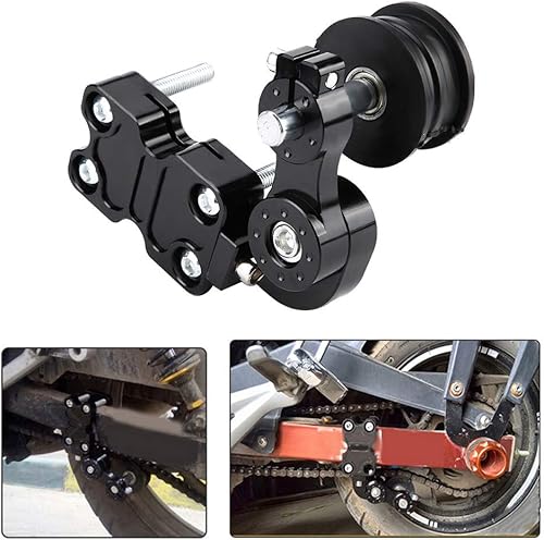 EVGATSAUTO Tendeur de Moto tendeur de chaîne en Aluminium Boulon sur Rouleau Longueur de Lien de Moto chaîne modifiée ajusteur de tendeur Automatique(Noir) - Poukt