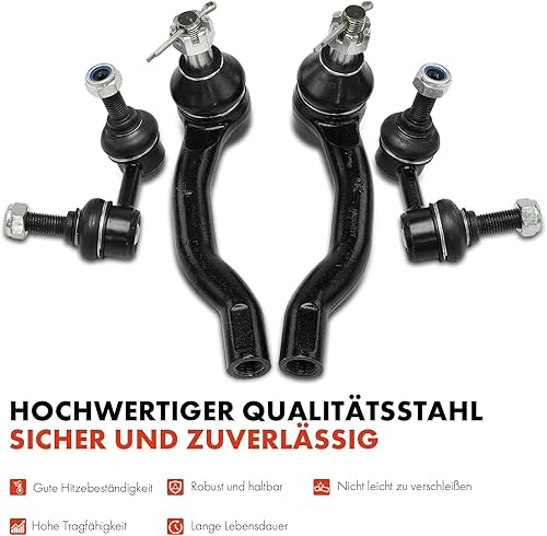 Frankberg 2 rotules de suspension + 2 tiges de couplage + 2 rotules de direction essieu avant compatibles avec NP300 Navara D40 NP300 Navara Pick-up D23 D23T Pathfinder III Van R51 Replace# 4242082Z00 - Poukt