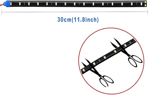 CBJEHIFEY 10x 30CM 3528 15SMD 12V LED Bande de lumière Flexible étanche pour Voiture Motos Bateau Atmosphère Décoration Lumière Bande Flexible Connectable (Bleu) - Poukt