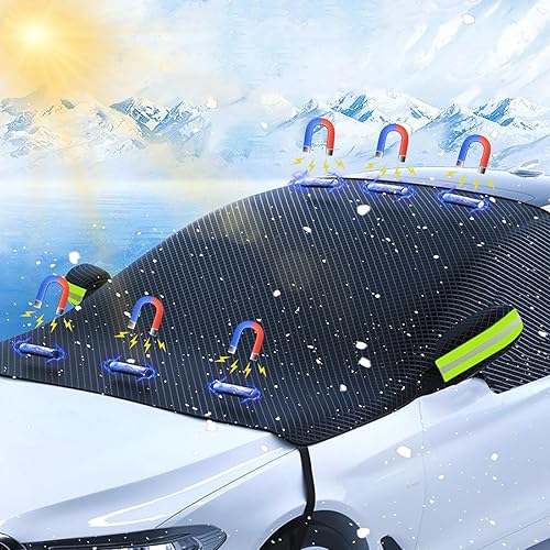 Voiture Protege Pare Brise Givre,Couverture Pare-Brise Voiture,Couverture Pare-Brise Avant Voiture magnétique,Protection Pare Brise Hiver de Voiture,s'adapte à la Plupart des Voitures - Poukt