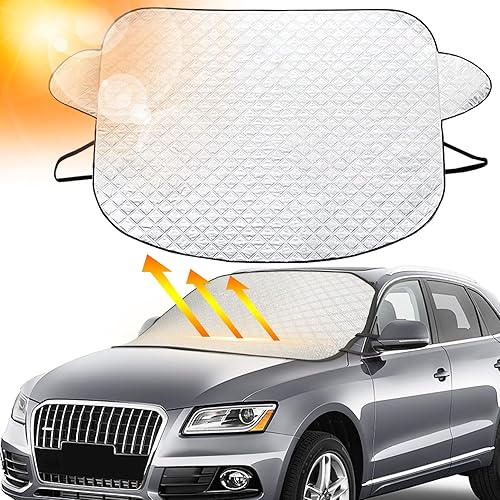 Couverture Pare Brise Voiture, Pare-Soleil de Voiture Protection, 8 Magnétique Ultra épaisse Pare Soleils, Pare-Brise-Soleil Repliable Avant Anti UV Universelle de Pare Soleils pour Voiture 178*124CM - Poukt