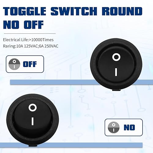 Lot de 12 interrupteurs à bascule 12 V 12 V/10 A - Interrupteur à bascule 12 V - Interrupteur à bascule 2 pôles - Interrupteur marche/arrêt - 12 V - Pour commutateur, modélisme, voiture, bateau, - Poukt