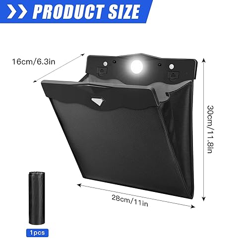 Suspendre poubelle voiture interieur(avec lumière LED), Poubelle de voiture à ouverture magnétique, Poubelle de voiture éclairée, collecteur de déchets pour les voitures, les cuisines et l'extérieur - Poukt