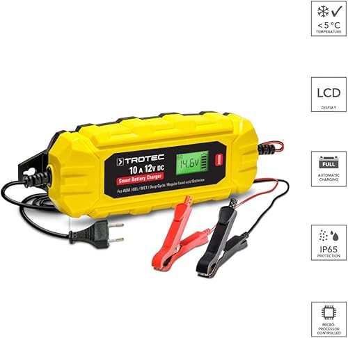 TROTEC Chargeur de Batterie PBCS 2A | Chargeur Universel Intelligent, Un Chargeur Rapide, Voitures, Motos, Scooters, tondeuses à Gazon Mobiles - Poukt