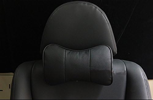 AutoSunShine Lot de 2 oreillers confortables en cuir véritable en forme d'os pour siège de voiture (Noir) - Poukt