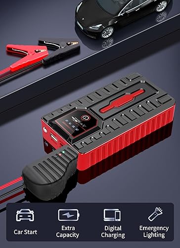 Démarreur de Batterie de Voiture 20 000 MAh pour 12 V, Batterie 12 V, Booster de Batterie, Boîte de Saut, Chargeur Portable et Câbles de Démarrage pour Moteurs 7,0 L et Moteurs - Poukt