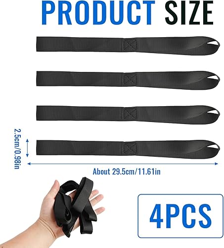 EuAcesry Sangle Moto Remorque, 4 Pcs Sangles D'arrimage Vélo, Sangle Porte Velo Guidon, Anneau d'Arrimage Voiture,Convient pour Le Transport et la Fixation de Cargaisons de Voitures - Noir - Poukt