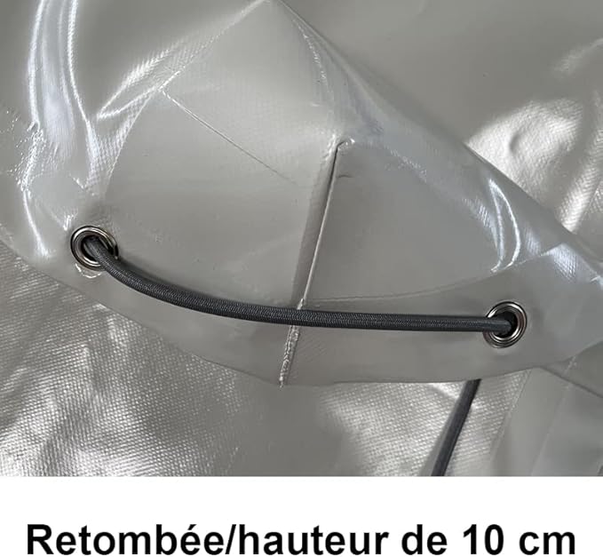 Bâche remorque 242 x 135 x 10 cm - Toile PVC étanche 640 g/m² Gris - Fabrication Française - Poukt