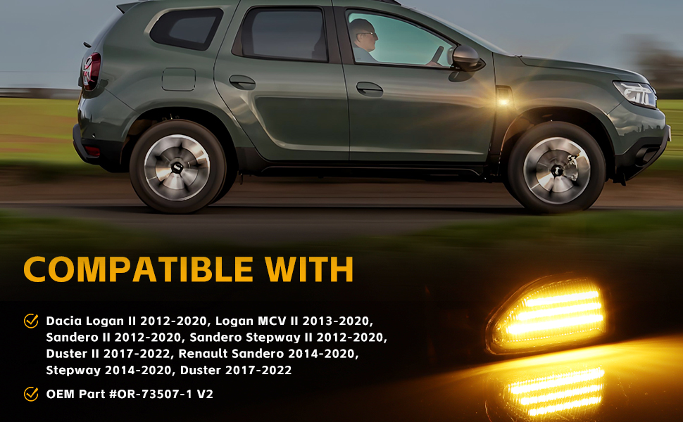 GSOWO LED Indicateur Latéral avec Canbus sans erreur 2835 SMD pour Dacia Logan II Sandero II Duster