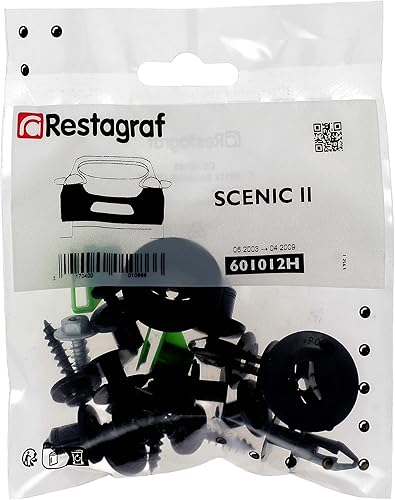 Restagraf - Kit de Fixations pour Bouclier Arrière SCENIC II Toutes Versions (06/2003 à 04/2009) - Réf. 601012H - Sachet de 18 Pièces - Poukt