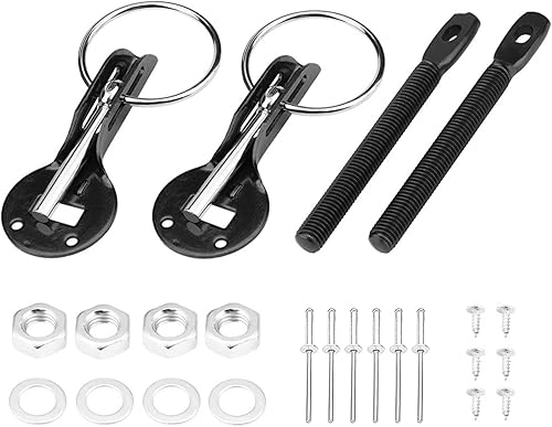 Flaconi Serrure de Capot de Voiture,Kit de Verrouillage des Goupilles de Capot, Verrouillage Universel à Goupille de Capot en Aluminium,Verrou Capot attache Rapide,Pour Les Voitures Course Et Sport - Poukt