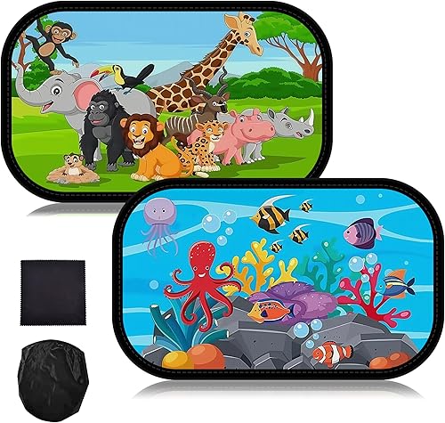 FINEVERNEK Pare-Soleil Voiture Bébé, 2 Pièces Pare-Soleil Auto pour Enfants et Animaux, Auto Adhésifs adhésion sans Ventouse, Vitres pour Fenêtre Latérale de Voiture Protection UV,Universelle,50X30cm - Poukt