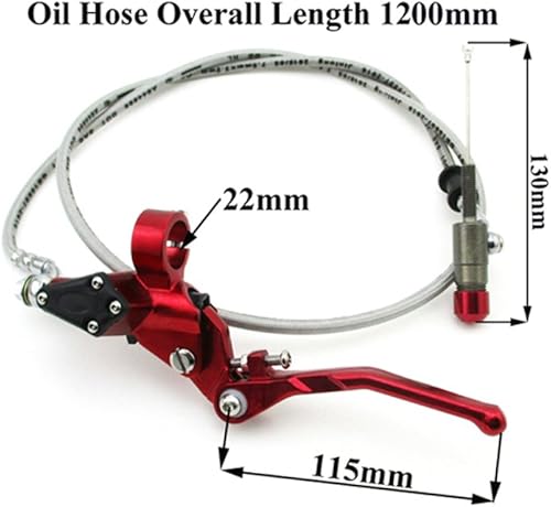 STONEDER - Maître cylindre d'embrayage hydraulique rouge - 1200 mm - pour Pit-bike 125cc, 140cc, 150cc, 160cc, 200cc et 250cc. - Poukt