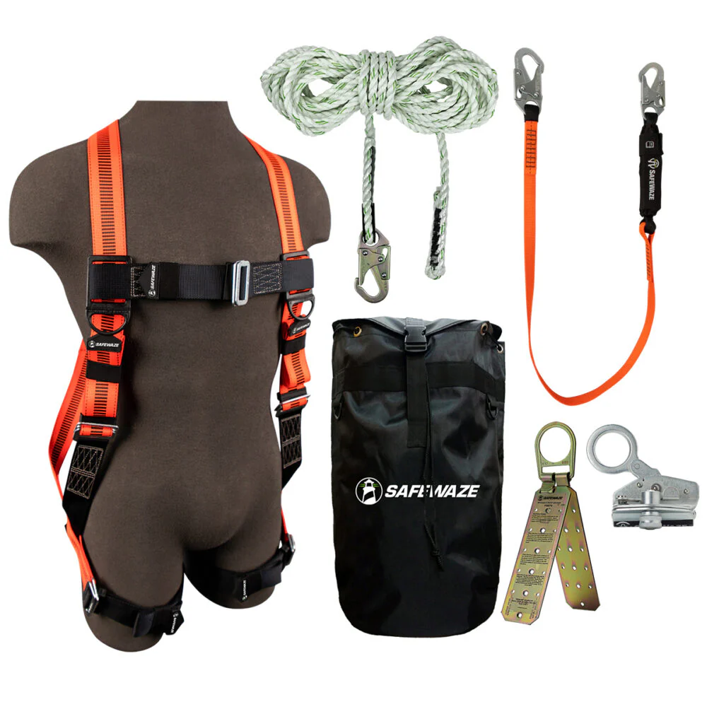 V-Line Bag Roof Kit: FS99280-E Harness, FS700-50 VLL, FS1118-DC Grab, FS88560-E Lanyard, FS870 Anchor, FS8185 Bag - Poukt