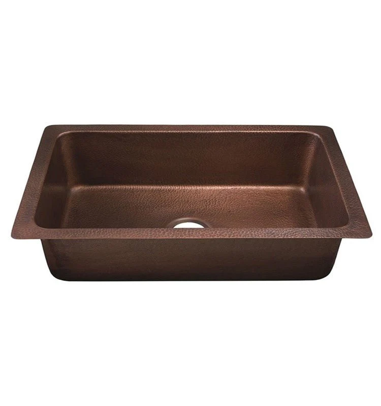 Dakota Sinks DSE-HC3218 Signature Elements Series 31 7/8 Inch Handmade Copper Single Bowl Undermount Kitchen Sink - Hammered Copper - Poukt