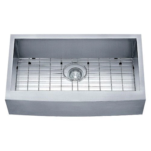 Dakota Sinks DSZ-A3620 Signature Z-Series 36 Inch Zero Radius Single Bowl Apron Front Stainless Steel Kitchen Sink with Bottom Grid - Poukt