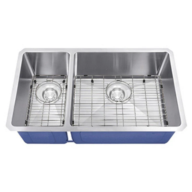 Dakota Sinks DSM-3070 Signature M-Series 32 Inch Micro Radius 30/70 Double Bowl Undermount Kitchen Sink with Bottom Grid - Poukt