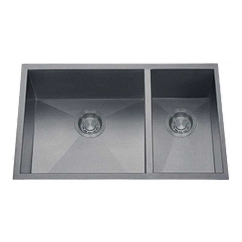 Dakota Sinks DSZ-7030 Signature Z-Series 32 Inch Zero Radius 70/30 Double Bowl Undermount Stainless Steel Kitchen Sink with Bottom Grid - Poukt