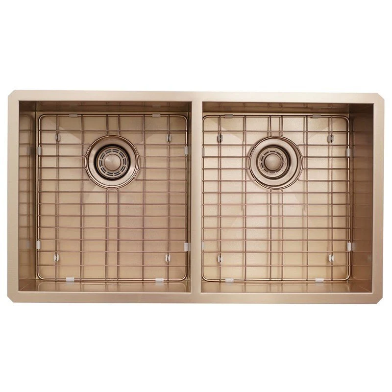 Dakota Sinks DSZ-5050 Signature Z-Series 32 Inch Zero Radius 50/50 Double Bowl Undermount Stainless Steel Kitchen Sink with Bottom Grid - Poukt
