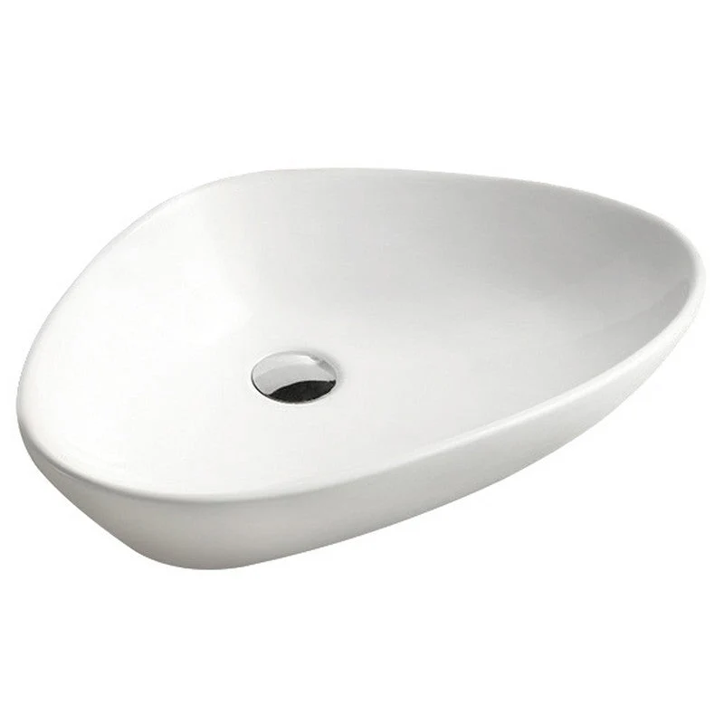 Dakota Sinks DSE-VCV02W Signature Elements Series 23 Inch Vitreous China Single Bowl Triangle Bathroom Vessel Sink, White - Poukt
