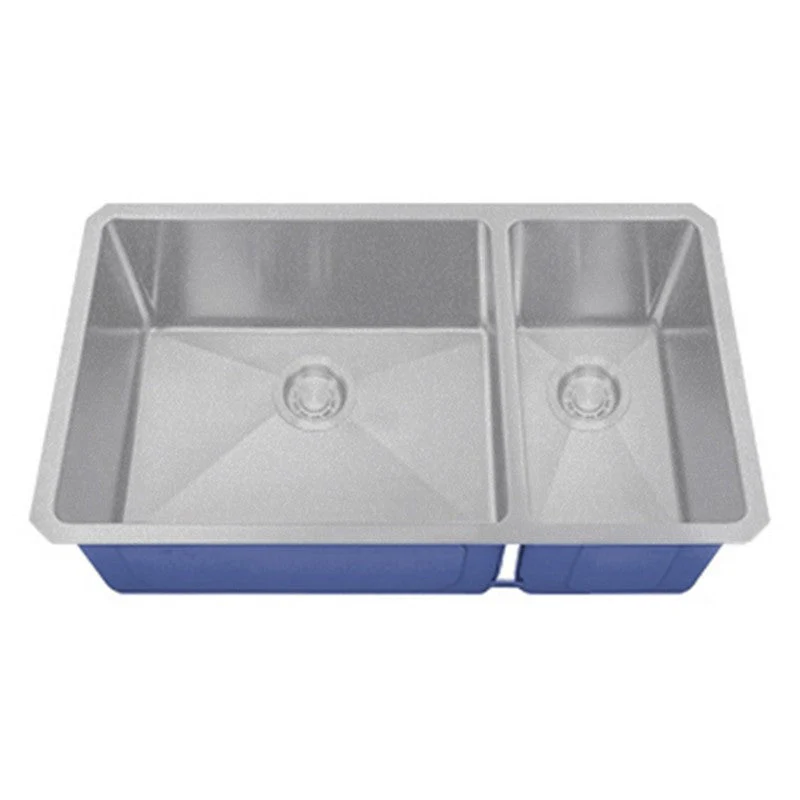 Dakota Sinks DSM-7030 Signature M-Series 32 x 10 Inch Micro Radius 70/30 Offset Double Bowl Undermount Kitchen Sink with Bottom Grid - Poukt