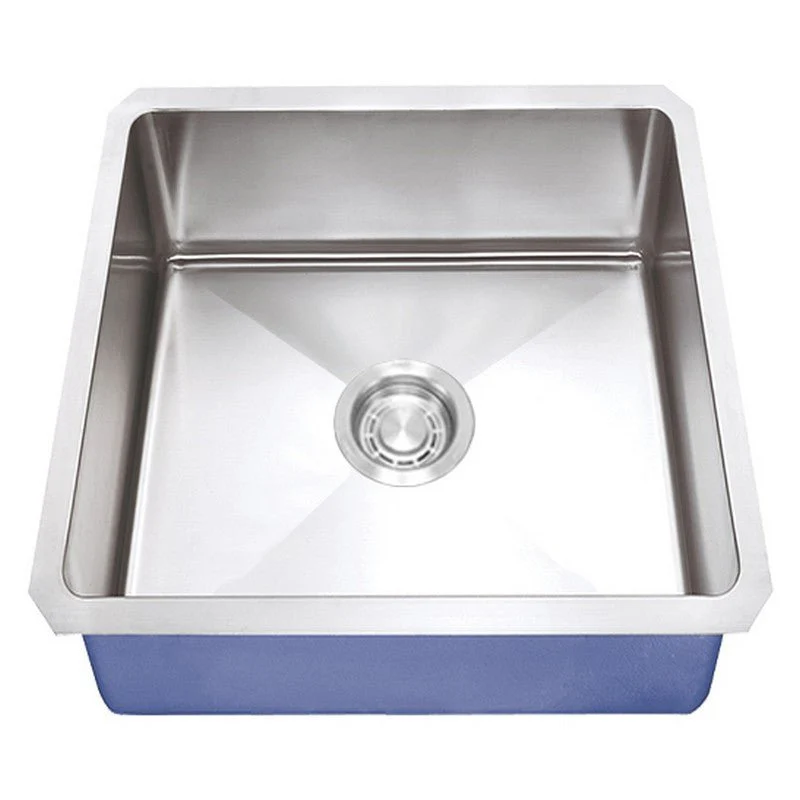 Dakota Sinks DSM-1616 Signature M-Series 16 Inch Micro Radius Single Bowl Undermount Kitchen Bar Sink with Bottom Grid, Satin Brushed Nickel - Poukt