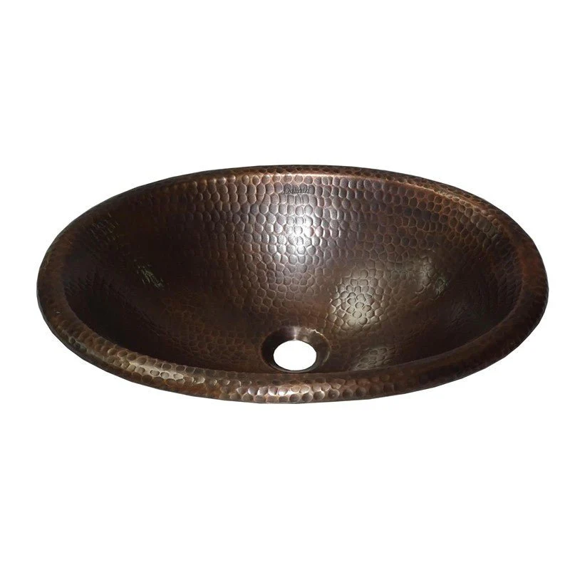 Dakota Sinks DSE-HCL1714 Signature Elements Series 19 Inch Single Bowl Under Mount Bathroom Sink - Handmade Copper - Poukt