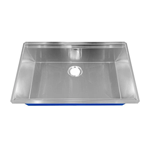 Dakota Sinks DSL-3319 Signature L-Series 33 Inch Flat Ledge Single Bowl Undermount Stainless Steel Kitchen Sink - Satin Brushed Nickel - Poukt