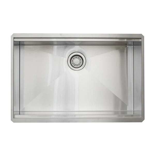 Dakota Sinks DSL-3020 Signature L-Series 30 x 20 Inch Flat Ledge Single Bowl Undermount Stainless Steel Kitchen Sink - Satin Brushed Nickel - Poukt