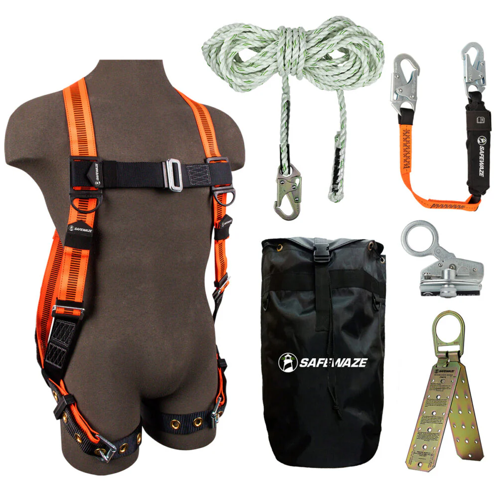 V-Line Bag Roof Kit: FS99185-E Harness, FS700-50 VLL, FS1118-DC Grab, FS88560-E3 Lanyard, FS870 Anchor, FS8185 Bag - Poukt