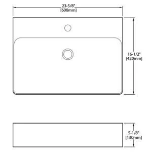 Dakota Sinks DSE-VCTM00W Signature Elements Series 23 5/8 Inch Vitreous China Top Mount Single Bowl White Rectangle Bathroom Vessel Sink - Poukt