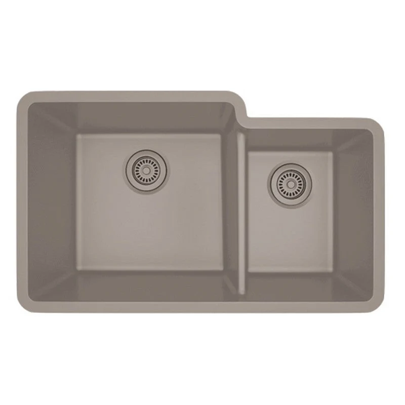 Dakota Sinks GSE-QC6040LD-BE Builders Elements Series 32 Inch Quartz Composite 60/40 Low Divide Double Bowl Undermount Kitchen Sink - Poukt