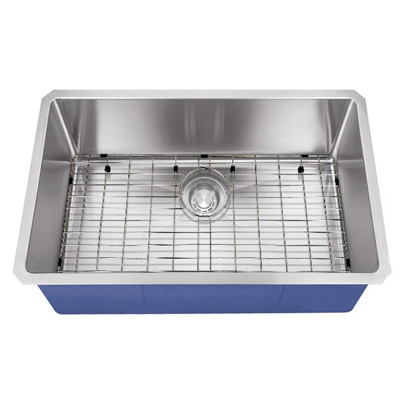 Dakota Sinks DSM-3218 Signature M-Series 32 Inch Micro Radius Single D-Bowl Undermount Kitchen Sink with Bottom Grid - Poukt