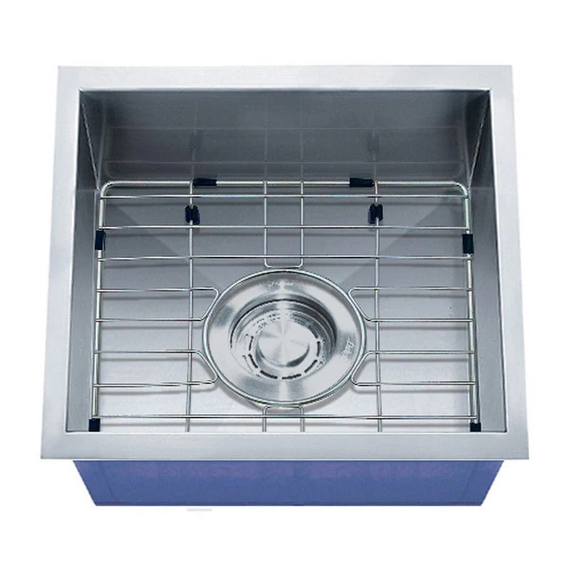 Dakota Sinks DSZ-1616 Signature Z-Series 16 Inch Zero Radius Single Bowl Undermount Stainless Steel Bar Sink with Bottom Grid - Poukt