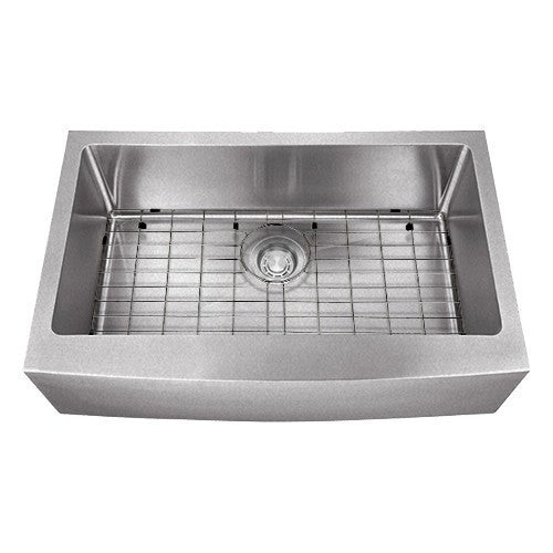 Dakota Sinks DSM-A3320 Signature M-Series 33 Inch Micro Radius Single Bowl Apron Front Kitchen Sink with Bottom Grid - Poukt