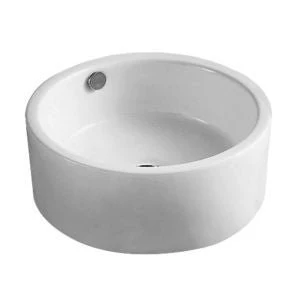 Dakota Sinks DSE-VCV04W Signature Elements Series 16 1/2 Inch Vitreous China Single Bowl Round Bathroom Vessel Sink, White - Poukt