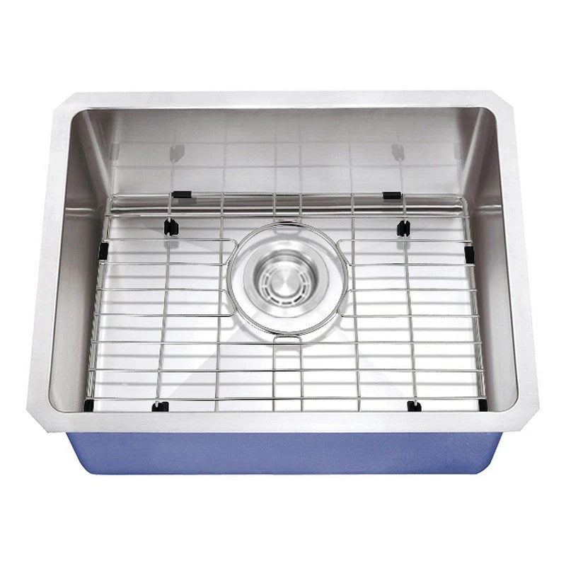 Dakota Sinks DSM-1915 Signature M-Series 19 Inch Micro Radius Single Bowl Undermount Kitchen Bar Sink with Bottom Grid, Satin Brushed Nickel - Poukt