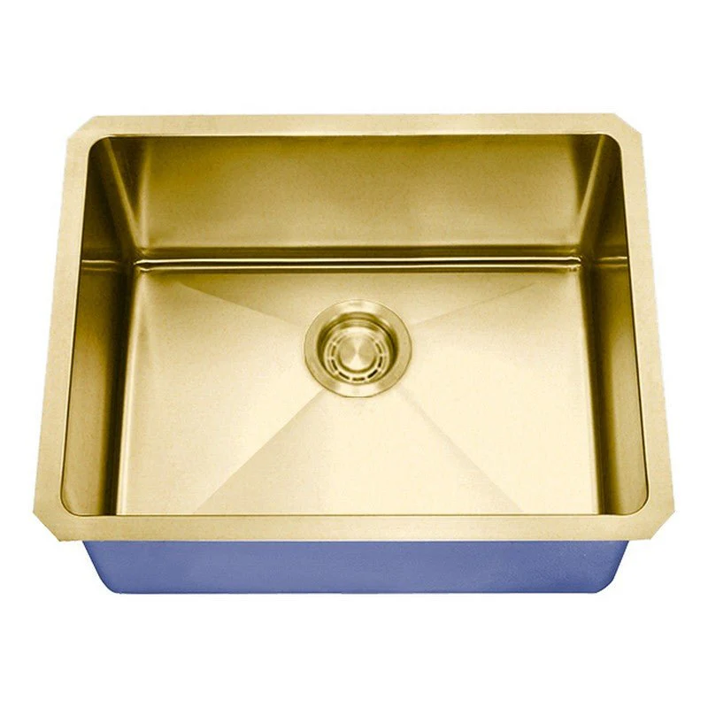 Dakota Sinks DSM-2318SV Signature M-Series 23 Inch Micro Radius Single Bowl Undermount Kitchen Sink with Bottom Grid, Silver - Poukt