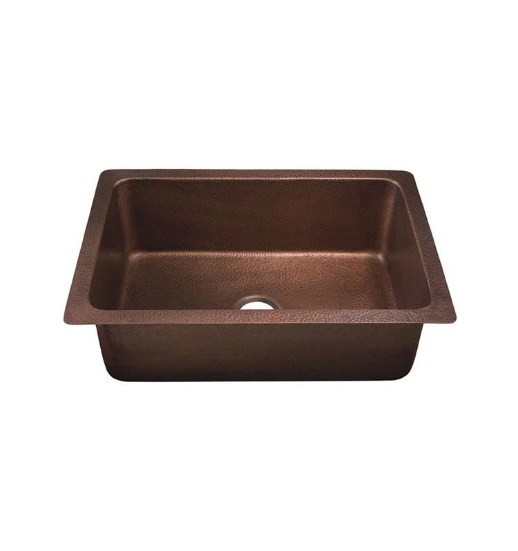Dakota Sinks DSE-HC2318 Signature Elements Series 22 3/4 Inch Handmade Copper Single Bowl Undermount Kitchen Sink - Hammered Copper - Poukt