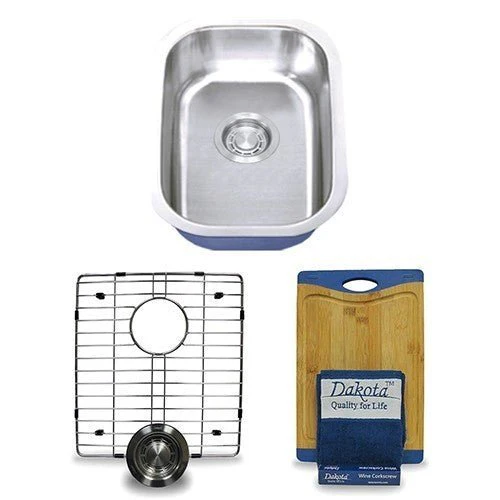 Dakota Sinks DSR-1812 Signature R-Series 18 Inch Standard Radius Single Bowl Undermount Stainless Steel Kitchen Sink with Bottom Grid - Poukt