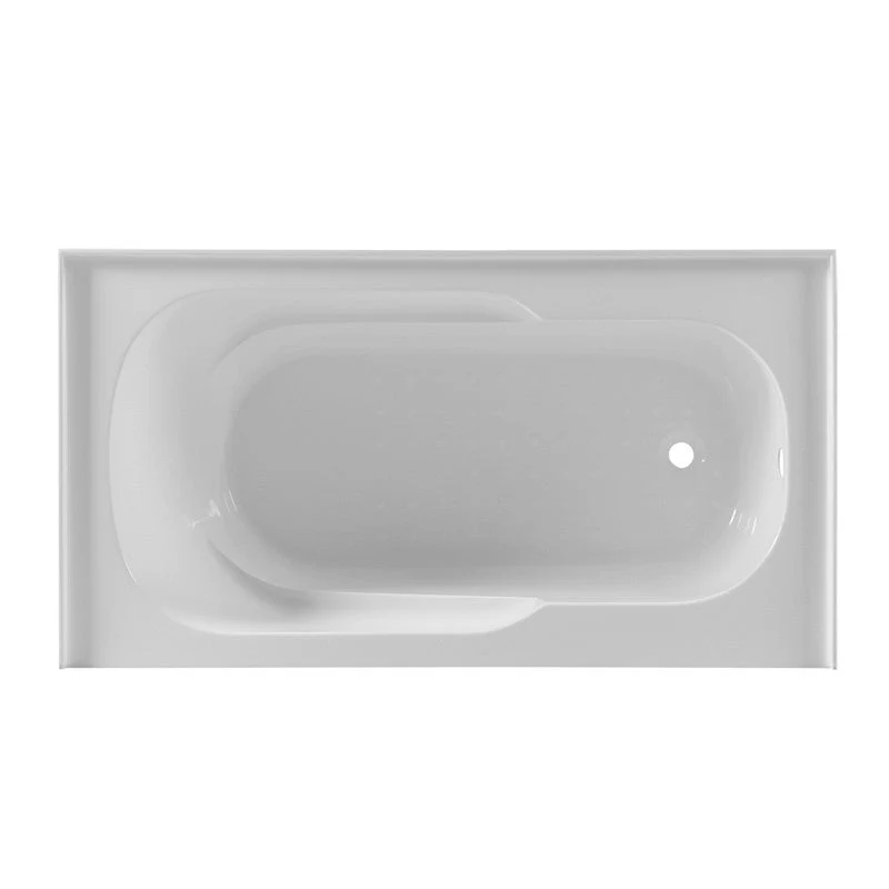 Dakota Sinks DST-ALLC01W Signature 60 x 32 Inch Alcove Rectangle Soaker Acrylic Bathtub with Lumbar Support, Armrests and Integral Skirt - White - Poukt