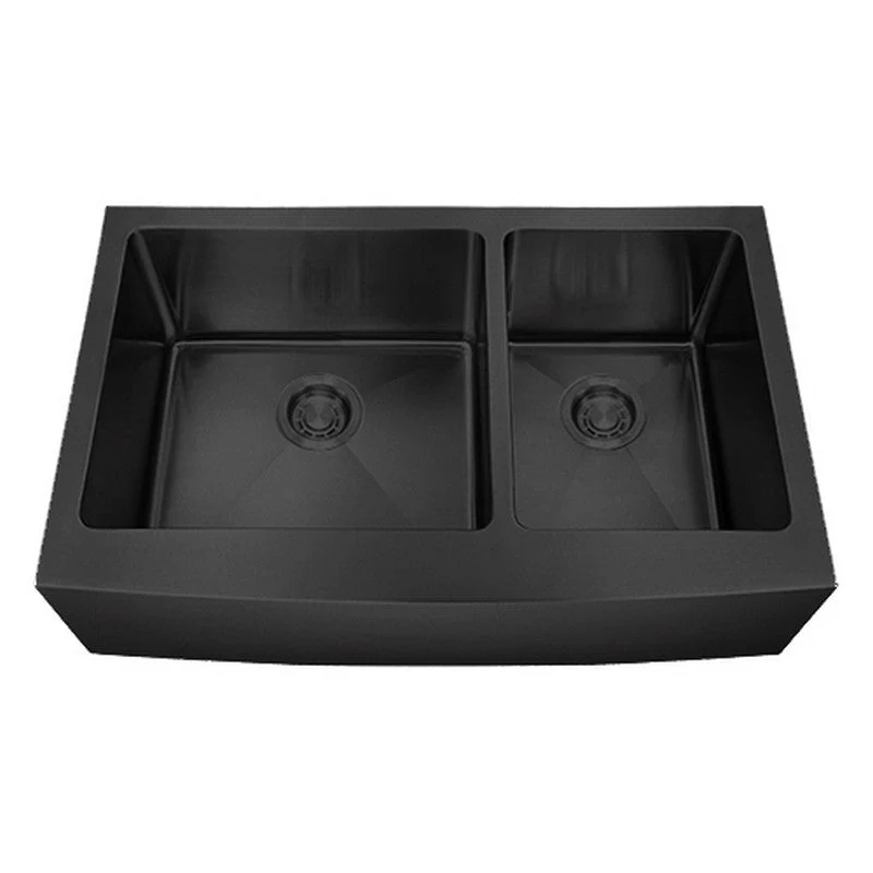 Dakota Sinks DSM-A6040 Signature M-Series 33 Inch Micro Radius 60/40 Double Bowl Apron Front Kitchen Sink with Bottom Grid - Poukt