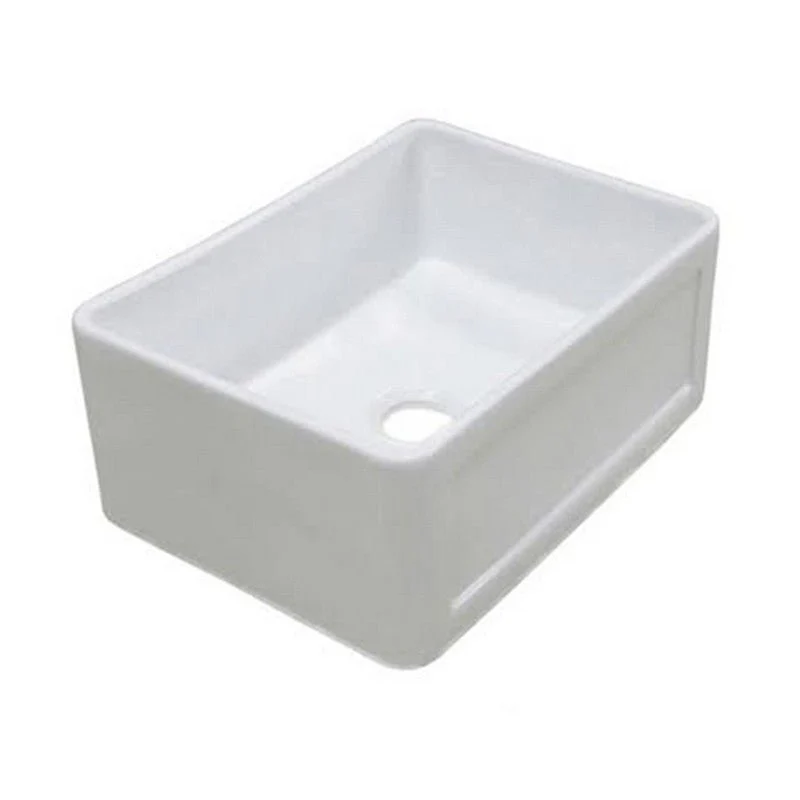 Dakota Sinks DSE-FCA2418S Signature Elements Series 23 7/8 Inch Fire Clay Single Bowl Reversible Apron Front Scalloped Kitchen Sink, White - Poukt